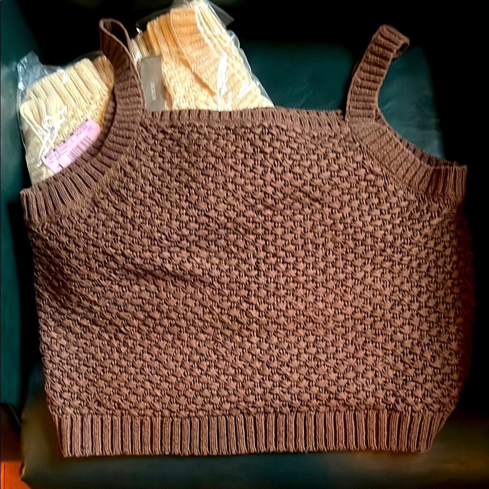 Lot of 2 woven(crochet like) tank sweaters